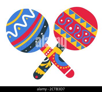 Strumento musicale messicano con ornamenti, maracas vettore souvenir Illustrazione Vettoriale