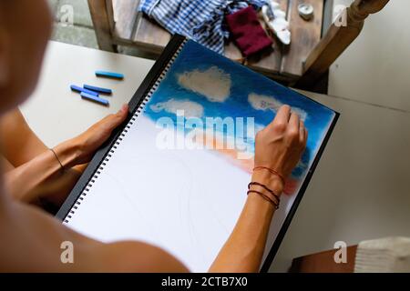 disegno con pastelli. Foto di alta qualità Foto Stock