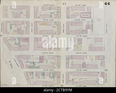 Plate 44: Mappa delimitata da East 17th Street, Second Avenue, East 12th Street, Fourth Avenue, immagine fissa, Mappe, 1857 - 1862, Perris, William Foto Stock