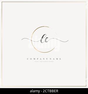 LC lettera iniziale logo calligrafia vettore modello disegnato a mano, logo per la bellezza, cosmetici, matrimoni, moda e business Illustrazione Vettoriale