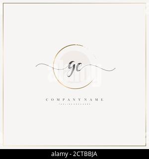 GE Initial Letter Handwriting logo mano disegnata modello vettore, logo per la bellezza, cosmetici, matrimonio, moda e business Illustrazione Vettoriale