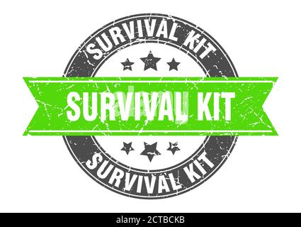 kit survival, tondino con nastro, etichetta di sign Illustrazione Vettoriale