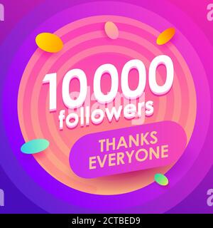 Banner di modello banner quadrato minimo modificabile. 10.000 follower post sui social media e annunci su internet web. Illustrazione Vettoriale