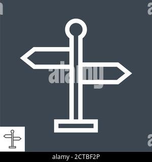 Icona vettore di linea sottile Signpost Illustrazione Vettoriale