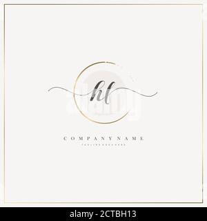 HF lettera iniziale logo lettera disegnato a mano modello vettore, logo per la bellezza, cosmetici, matrimoni, moda e business Illustrazione Vettoriale