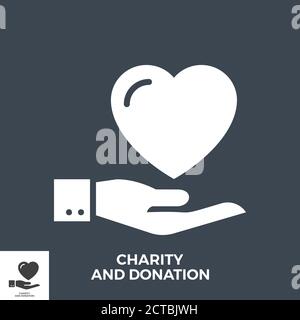 Associazione benefica e donazione Glyph Vector icona. Illustrazione Vettoriale