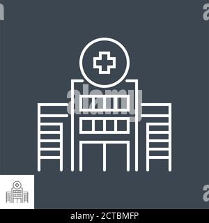 Icona della linea sottile del vettore correlato alla costruzione dell'ospedale Illustrazione Vettoriale