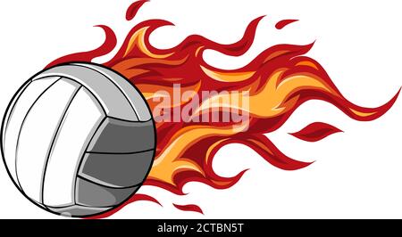 Volley Flaming Ball Cartoon disegno di illustrazione vettoriale Illustrazione Vettoriale