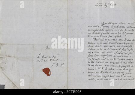Lettera autografa firmata a Lord Byron, 7 dicembre 1818, testo, corrispondenza, 1818, Terrazana, Caterina Foto Stock