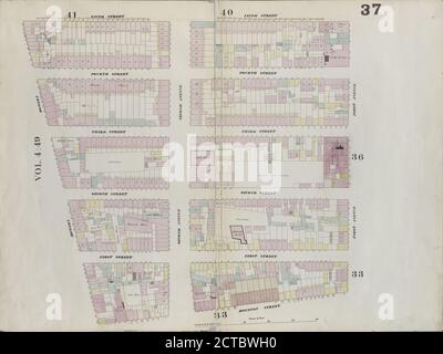 Plate 37: Mappa delimitata da 5th Street, First Avenue, Houston Street, Bowery, immagine fissa, Maps, 1857 - 1862, Perris, William Foto Stock