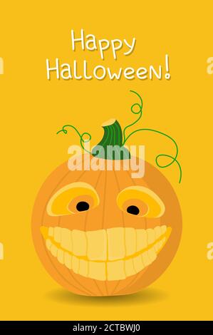 Biglietto d'auguri di Halloween. Illustrazione divertente della zucca. Felice Halloween Illustrazione Vettoriale