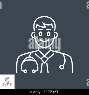Icona della linea sottile del vettore correlato al medico. Illustrazione Vettoriale