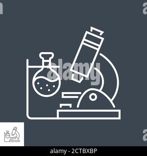 Icona della linea sottile del vettore correlato alla ricerca medica. Illustrazione Vettoriale