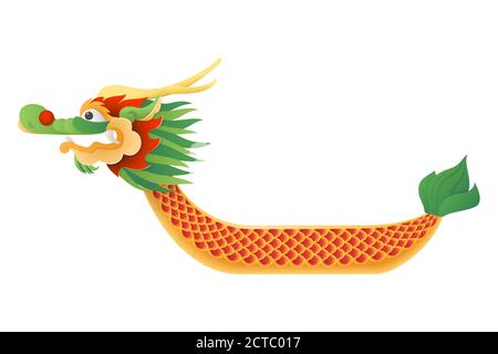 Dragon Boat tradizionale festival - illustrazione vettoriale barca isolato su sfondo trasparente - Duanwu o Zhongxiao festival Illustrazione Vettoriale