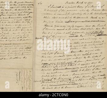 Lettera ad Arthur Lee, testo, corrispondenza, 1771, Adams, Samuel, 1722-1803 Foto Stock