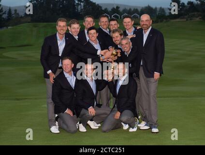 EUROPA FESTEGGIA VINCENDO LA RYDER CUP 2014. GLENEAGLES, PERTHSHIRE. IMMAGINE DI CREDITO : © MARK PAIN / ALAMY STOCK FOTO Foto Stock