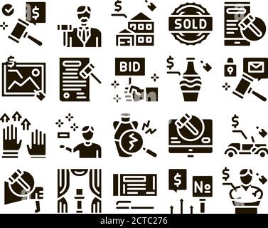 Aste Buying and Selling Goods icone Set Vector Illustrazione Vettoriale