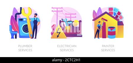 Metafore astratte di manutenzione e miglioramento della casa Illustrazione Vettoriale