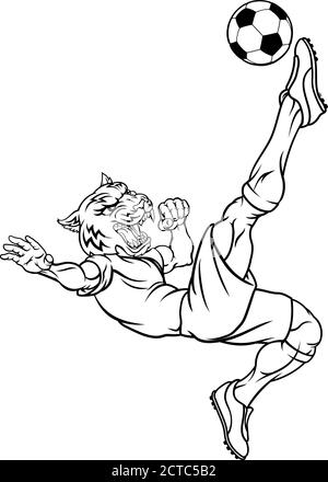Tiger Soccer Football Player animale mascotte sportive Illustrazione Vettoriale