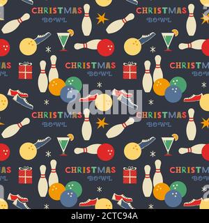 Natale Natale Bowling modello vettoriale senza giunture Illustrazione Vettoriale