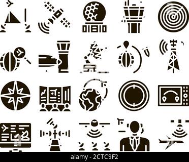 Strumento di navigazione aerea Glyph Set Vector Illustrazione Vettoriale