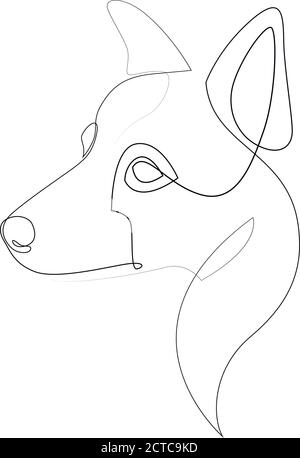 Bordo Collie vettore Dog ritratto. Linea continua. Disegno della linea di innesto Illustrazione Vettoriale