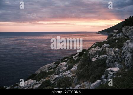 Vista sull'isola di Mljet sul mare Adriatico, Croazia Foto Stock