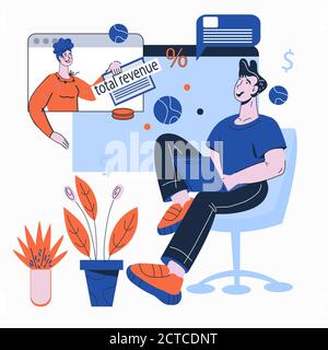 Facendo soldi su Internet e l'illustrazione del vettore di commercio elettronico isolata. Illustrazione Vettoriale