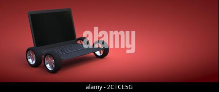 Computer portatile con ruote - rendering 3D concept di seconda mano Foto Stock