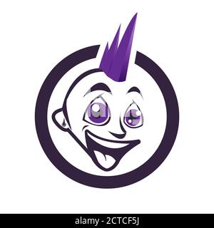 testa del bambino punk disegno grafico vettoriale concept illustrazioni Illustrazione Vettoriale