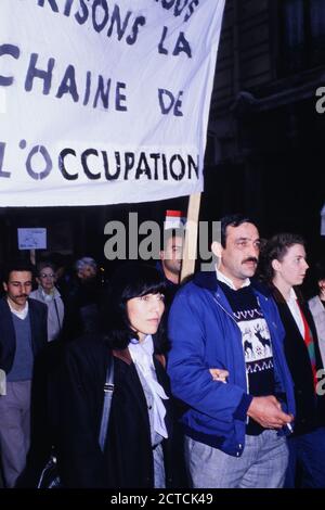 I manifestanti sostengono il Libano, Lione, 1989 Foto Stock