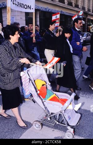 I manifestanti sostengono il Libano, Lione, 1989 Foto Stock