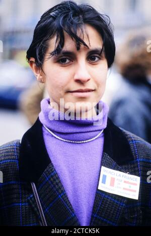 I manifestanti sostengono il Libano, Lione, 1989 Foto Stock