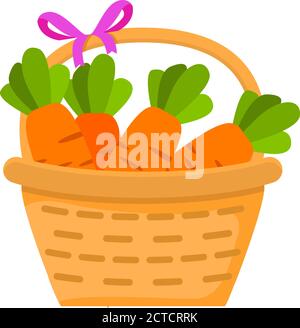 Cestino con carota matura. Raccolta di verdure. Illustrazione Vettoriale