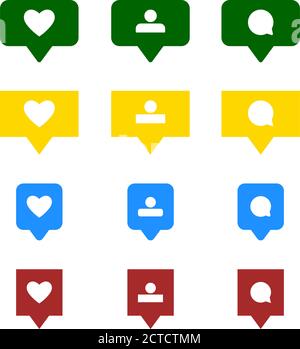 Simboli e icone. Social network. Notifica, commento o icona simile. Icona Follower. Vettore. Illustrazione Vettoriale