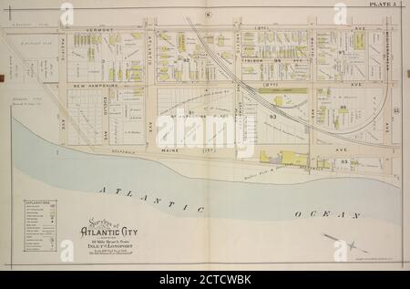 Atlantic City, Double Page Plate No. 5 Map bounded by Vermont Ave., Mediterranean Ave., Atlantic Ocean, Pacific Ave., Still Image, Atlases, 1896, Barthel, otto., Kiser, Ellis Foto Stock