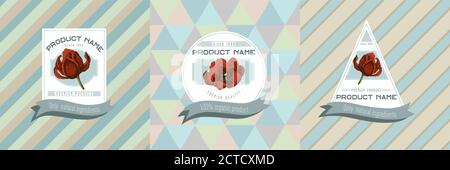 Tre etichette colorate con illustrazione del tulipano Illustrazione Vettoriale