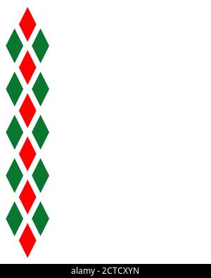 Cornice decorativa in rosso verde diamanti harlequin in stile etnico italiano. Illustrazione Vettoriale
