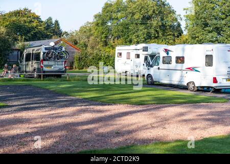 Greenacres Caravan, Motorhome e campeggio, Coleford, Foresta di Dean. Come vacanze Covid sicuro - la nuova normalità. Foto Stock