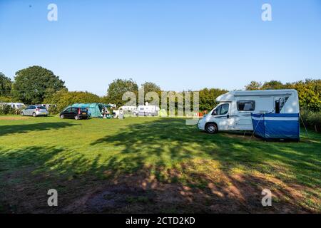 Greenacres Caravan, Motorhome e campeggio, Coleford, Foresta di Dean. Come vacanze Covid sicuro - la nuova normalità. Foto Stock