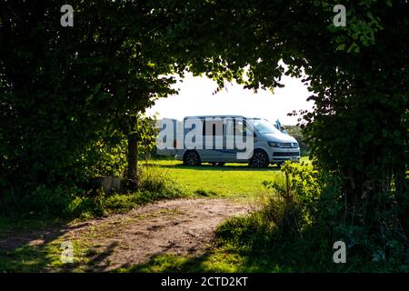 Greenacres Caravan, Motorhome e campeggio, Coleford, Foresta di Dean. Come vacanze Covid sicuro - la nuova normalità. Foto Stock