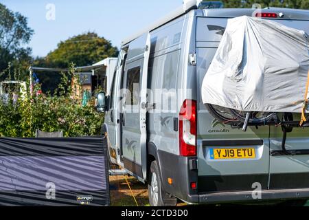 Greenacres Caravan, Motorhome e campeggio, Coleford, Foresta di Dean. Come vacanze Covid sicuro - la nuova normalità. Foto Stock