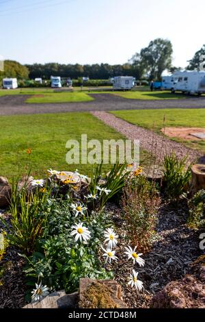 Greenacres Caravan, Motorhome e campeggio, Coleford, Foresta di Dean. Come vacanze Covid sicuro - la nuova normalità. Foto Stock