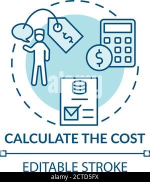 Icona Calcola concetto di costo Illustrazione Vettoriale