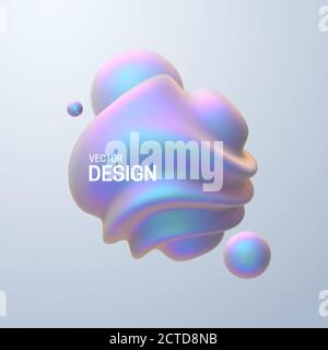 Composizione astratta con forme sferiche 3d. Bolle perlacei. Illustrazione realistica vettoriale della sostanza fluida. Banner o poster di tendenza. Illustrazione Vettoriale