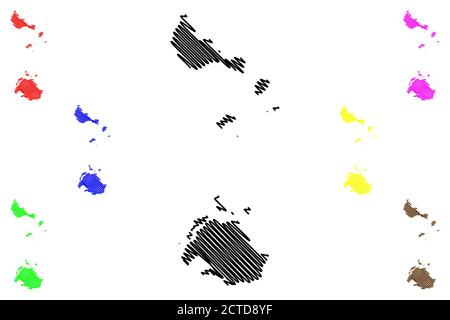 Provincia di Shefa (Repubblica di Vanuatu, arcipelago) mappa vettoriale illustrazione, abbozzamento Efate, Isole Shepherd, mappa dell'isola di Epi Illustrazione Vettoriale