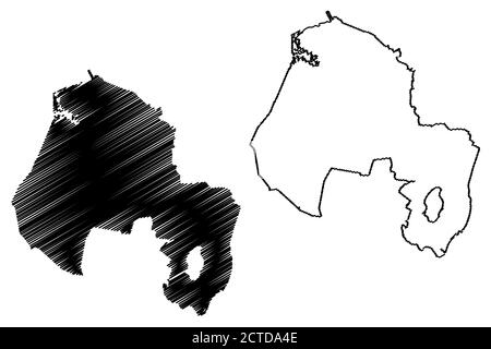 Jaboatao dos Guararapes Città (Repubblica Federativa del Brasile, Stato Pernambuco) mappa vettoriale illustrazione, abbozzare schizzo Città di Jaboatao dos Guararape Illustrazione Vettoriale