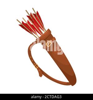 Illustrazione vettoriale di una fremagliatrice in pelle con frecce per un arco. Illustrazione Vettoriale
