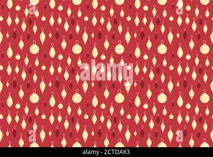 Set di motivi senza cuciture natalizi, design natalizio con ornamenti su sfondo rosso Illustrazione Vettoriale