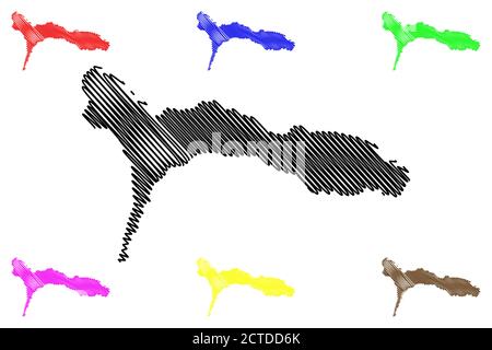 Ribeira Brava comune (Repubblica di Cabo Verde, concelhos, Capo Verde, isola di Sao Nicolau, arcipelago) mappa vettoriale illustrazione, schizzo R scrimolo Illustrazione Vettoriale